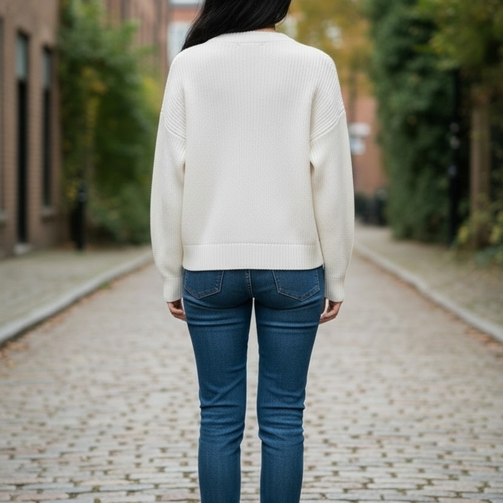 Cynthia Rowley Cream Sweater with Lemon Accents - Picture 2 of 3